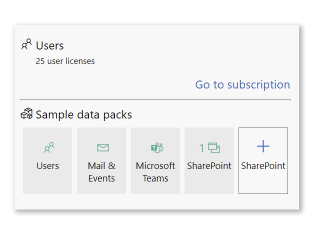 Boutons d’installation du pack d’exemples de données
